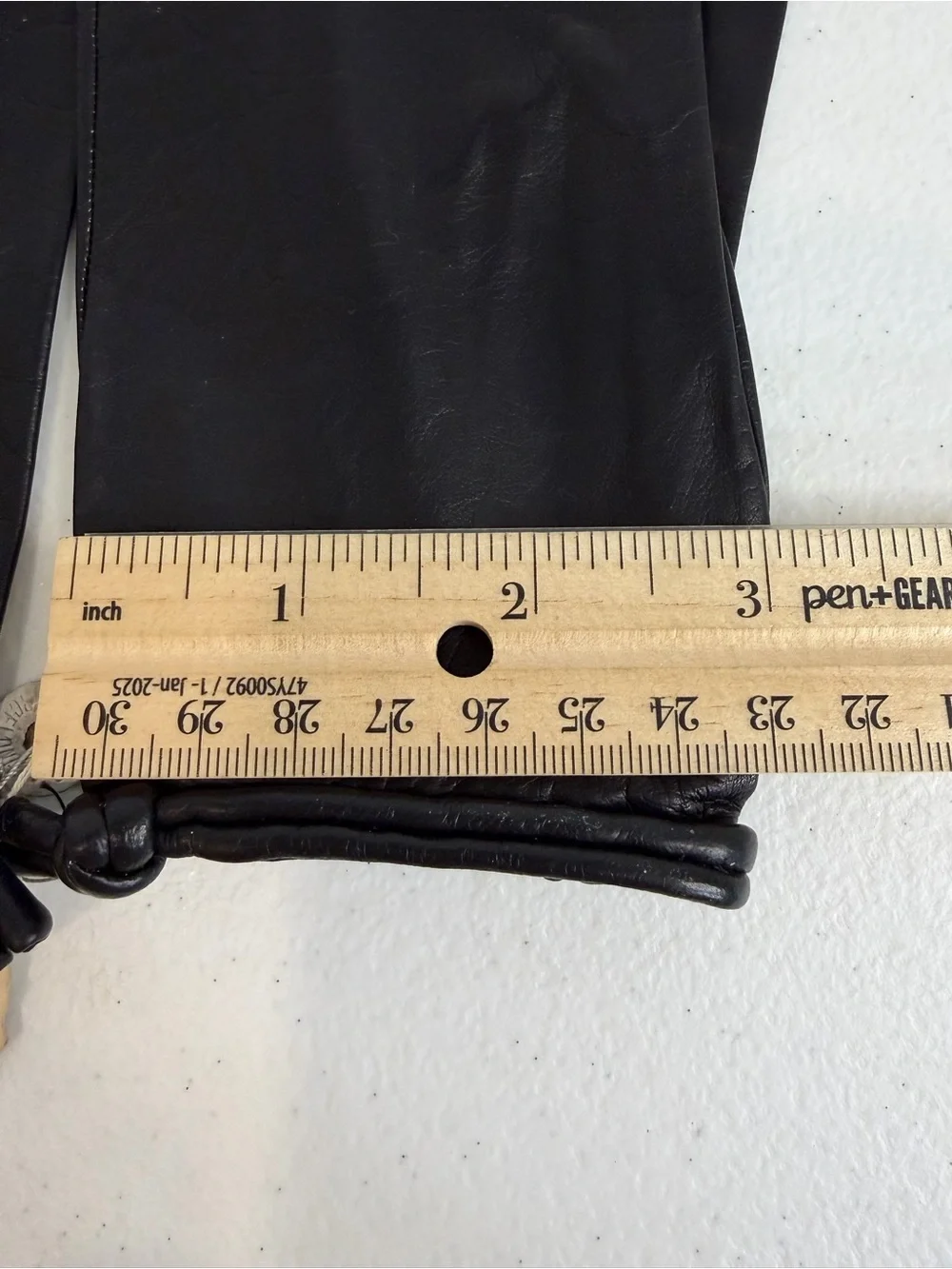 Vintage Christian Dior Black Leather Gloves Rolled Cuff Size 7½